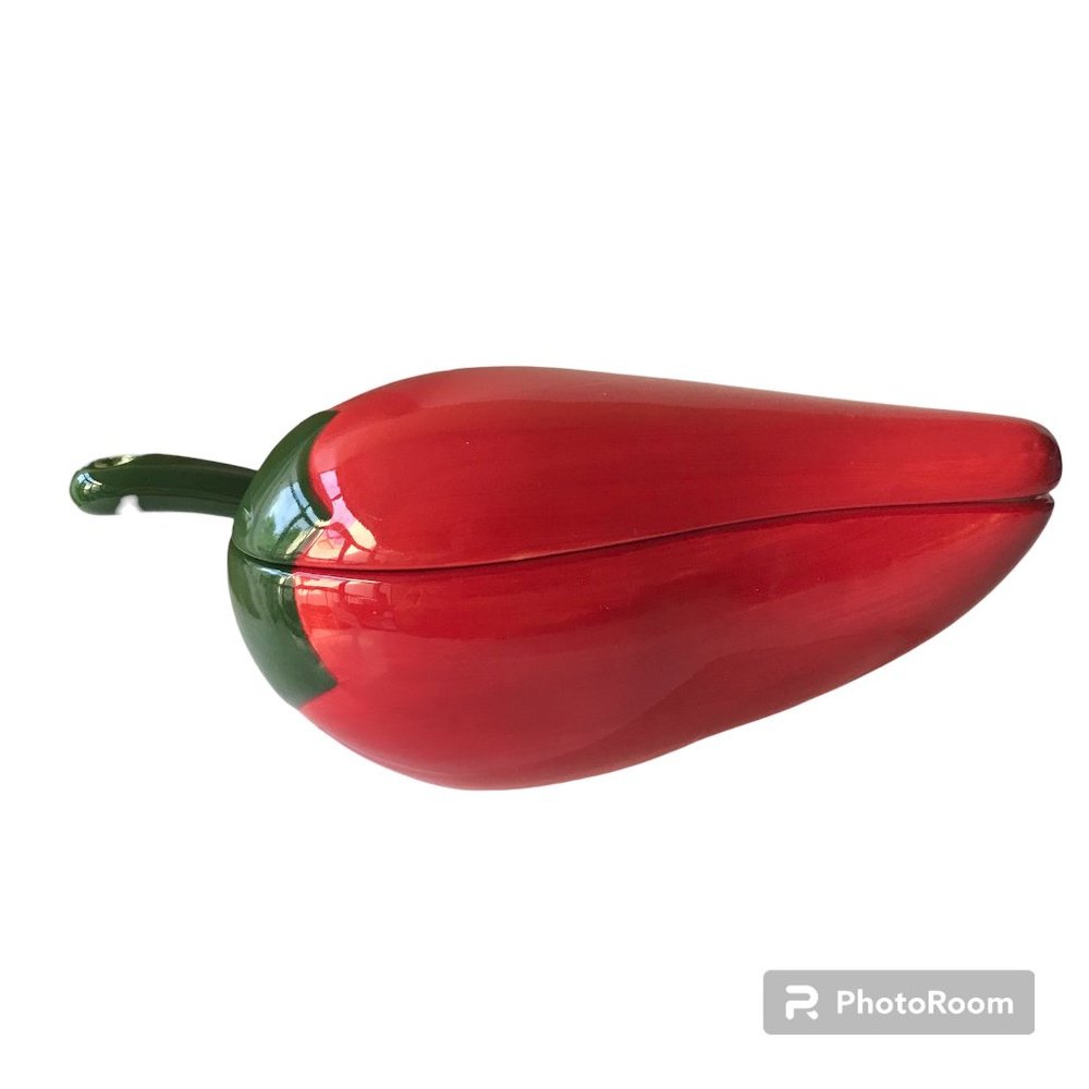 Vintage Ceramic Red Chilli Pepper Salsa Serving Bowl Party Dish Tray Guacamole
